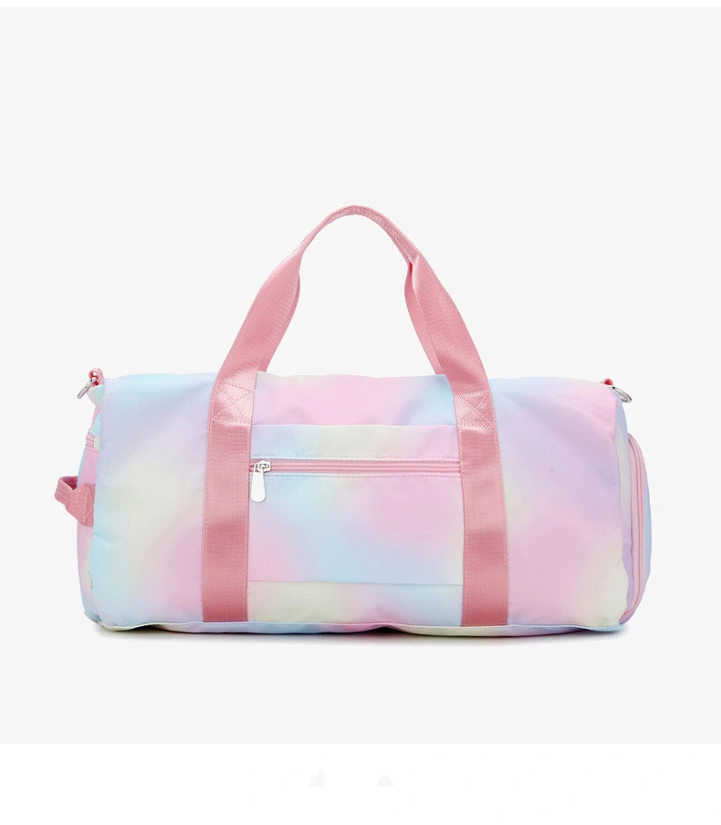 Wholesale Shoes Compartment Weekender Bag Customize Rainbow Girls Travel Duffel Bag Large Capacity Pink Gym Sport Shoulder Bag