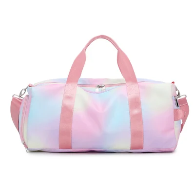 Chaussures en gros compartiment week-end sac personnaliser arc-en-ciel filles voyage sac polochon grande capacité rose Gym Sport sac à bandoulière