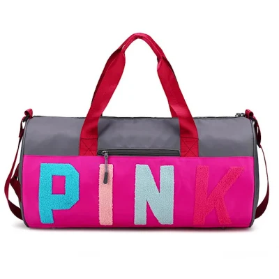 Personnaliser Gym femmes polochon week-end sac Promotion chaude voyage sac fourre-tout rose Fitness filles Yoga épaule sac de sport